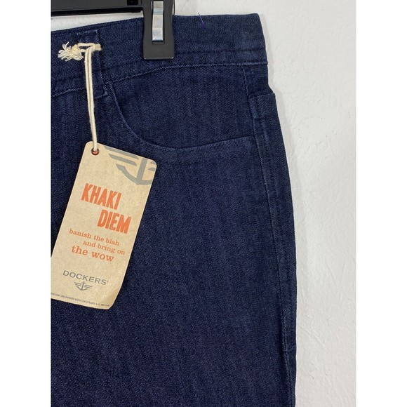 Dockers Womens Jeans Adult Size 12 Petite Dark Wash Slim Leg Khaki Diem  NEW - Picture 7 of 7